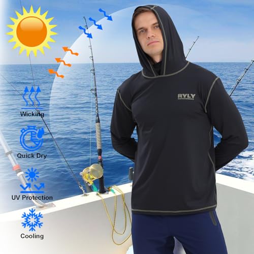 Fishing Shirts for Men,Long Sleeve Rash Guard Shirts Sun Protection Hoodie Athletic Running Hiking Shirt 1/2 Packs4