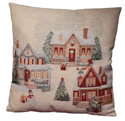 formano Weihnachtskissen 45 cm mit Häuserzeilen-Dekor Gobelin Deko...
