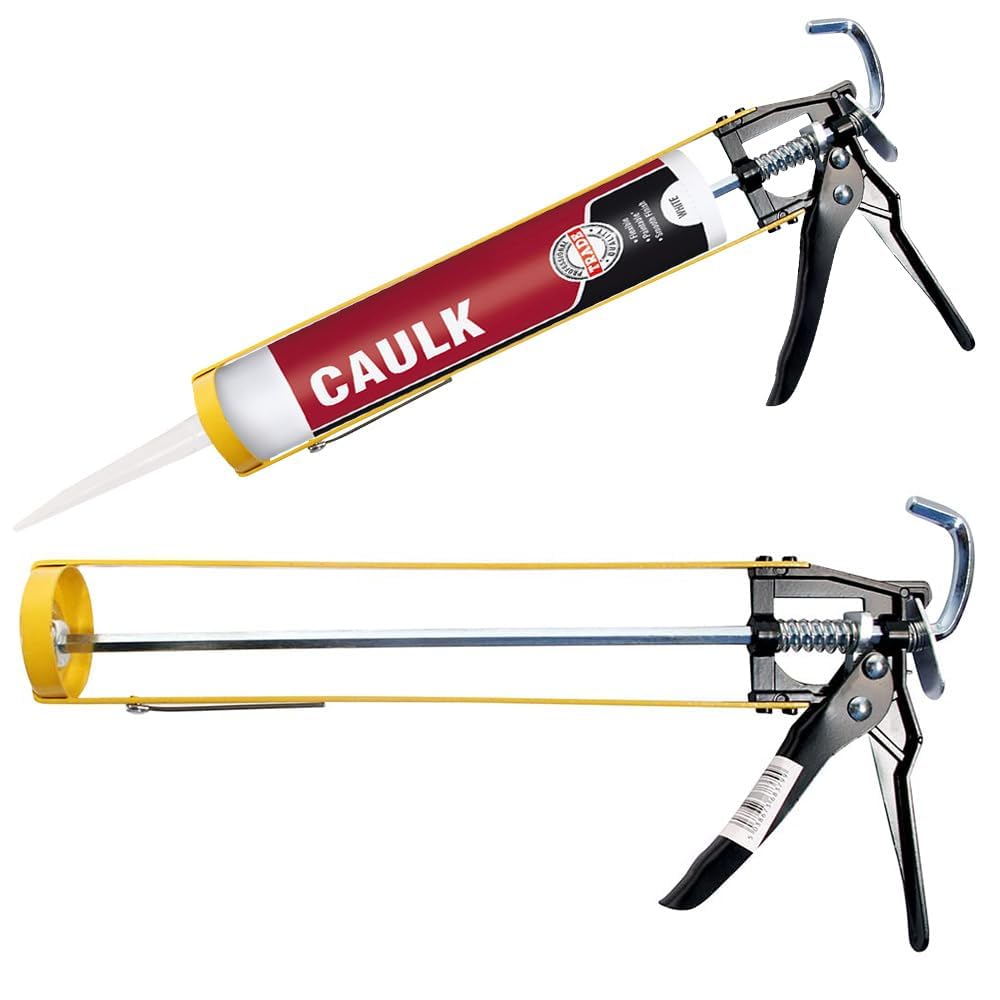 11" Silicone Caulking Gun - 400ml Cartridge Caulk, Skeleton, Adhesive, Cartridge | DIY, Builders, Hand Tool, Lightweight, Strong, Durable, Long Lasting | Round Trigger Mechanism, Dispenser