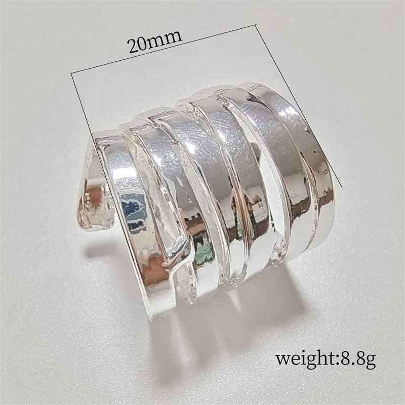 DOCCESTU Women's Stacked Ring Sterling Silver Multi Row Wrapped Ring Handmade Wrapped Ring Overlap Interlaced Wrapped Ring Personalized Wire Wrapped Band Size 9 - Image 5