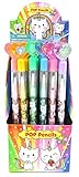 Tiny Mills 24 Pcs Unicorn Kitty Multi Point Stackable Push Pencil with Eraser for Kitty Unicorn...