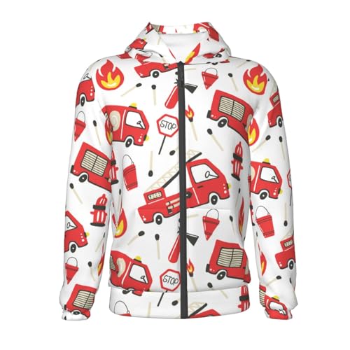 Fire Truck Kid Hoodies Boys Zip Up Sweatshirts Girls Pullover with Pocket2