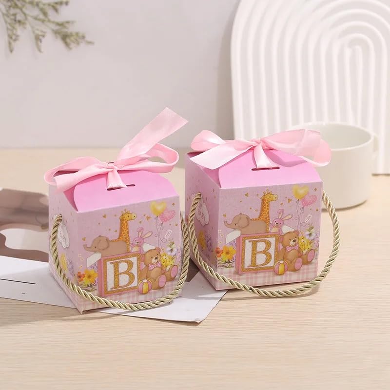 10 Pink Baby Girl Shower Favour Boxes, Quality Gender Reveal Favour Boxes, Baby Gift Boxes, Return Gift Boxes, Baby Shower Decorations. (Pink)