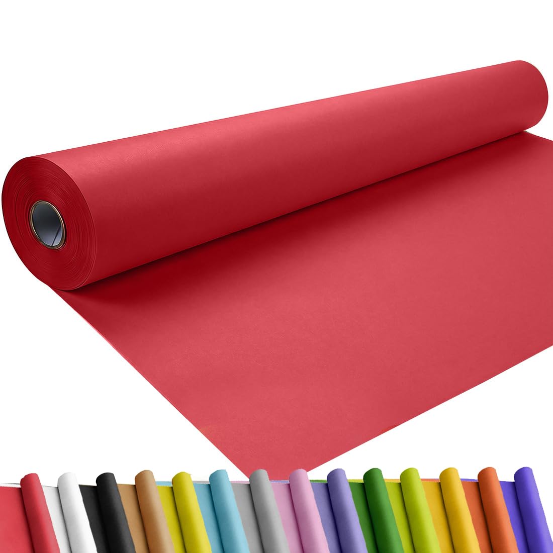 SMART&amp;CASUAL 48" x 1,500" (125') Red Kraft Craft Paper Roll for Gift Wrapping Bulletin Board Bouquet Flower Art Packing Parcel Table Covering 80GSM 55LB (Red, 48" x 125')