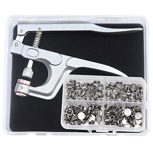 RERI Druckknöpfe Mit Zange, 80set Silber Jersey Druckknöpfe Metall, Druckknopf Set mit Zange, Nähzubehör Buttons Knöpfe zum Annähen Werkzeug Jessey Snaps Für ür Baby Kinderbekleidung Sewing Cover