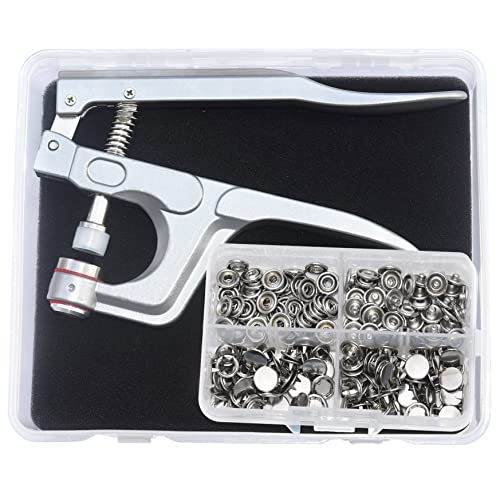 RERI Druckknöpfe Mit Zange, 80set Silber Jersey Druckknöpfe Metall, Druckknopf Set mit Zange, Nähzubehör Buttons Knöpfe zum Annähen Werkzeug Jessey Snaps Für ür Baby Kinderbekleidung Sewing