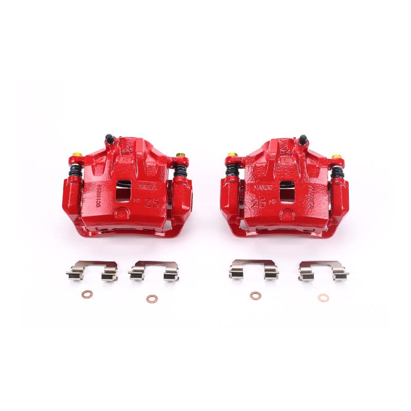 Power Stop Rear Brake Calipers - High-Temp Red Powder Coated, Pair For Audi TT (00-06) & VW Jetta (01-05) - Model S2574