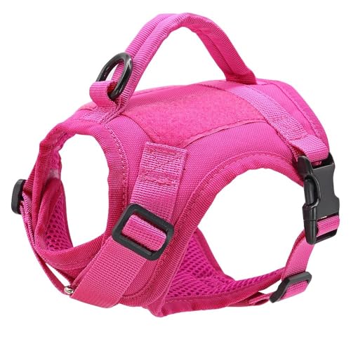 通気性メッシュナイロン軍事戦術猫ハーネス調整可能な柔らかい快適な猫ハーネスベストチワワパグヨークシャー,ローズレッド