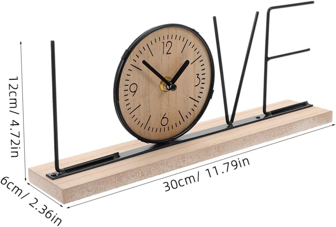 Levemolo Wooden Base Non-Ticking Table Clock Classical Mute English Letter Design for Home Office Decoration and Material Readable Dial
