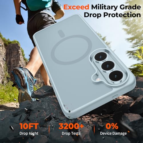 Image of SUPFINE Magnetic for Samsung Galaxy S26 Plus Case with Screen Protector, (Built-in Magnets) (Military Grade Drop Protection) Slim Translucent Shockproof Phone Case,Sliver Blue