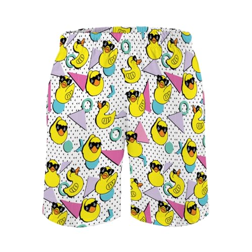 Funny Yellow Ducks Geometric Men's Swim Trunks Cool Ducks Summer Board Shorts Swim Shorts Swimwear with Pockets3
