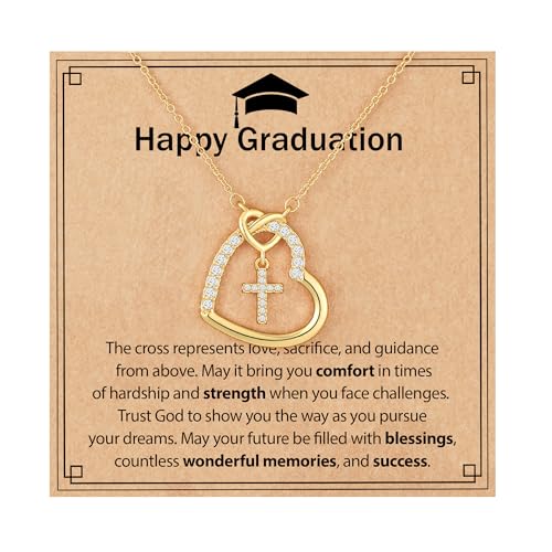 Graduation Gifts for Her, Kindergarten Preschool 5th 8th High School Cross Necklaces for Girls Teens Women Jewelry