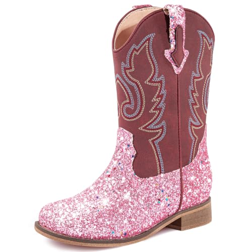 Motasha Girls Cowgirl Boots Glitter Toddler Girls Boots Pink...