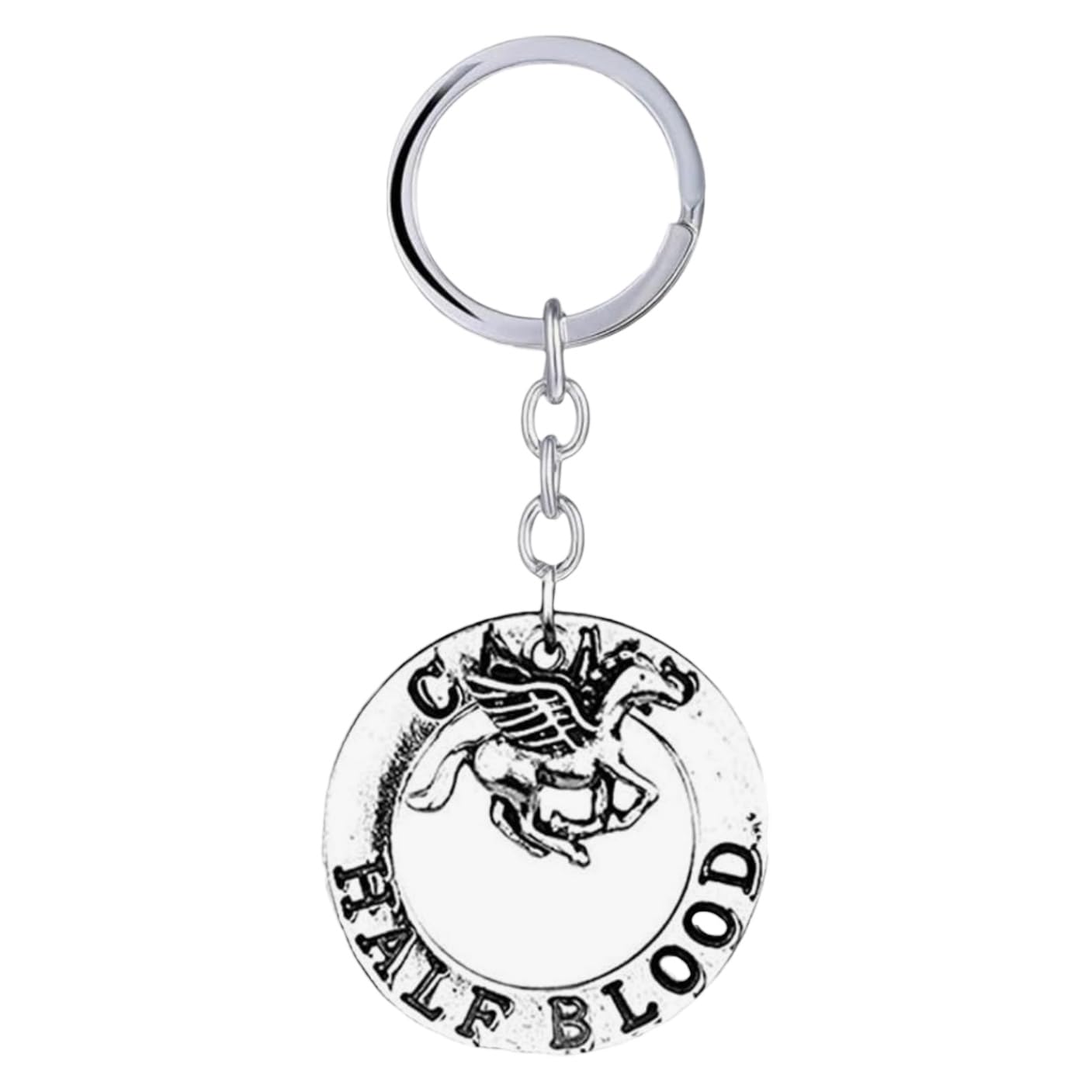 PRINCESS CUTENESS STORE Percy Jackson Camp Half Blood Winged Horse Pegasus Circle Olympian Demigod Silver Tone Keychain Charm