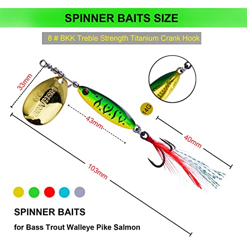 Highyufish Spinner Baits Bass Fishing Lure Lifelike Spinnerbait Trout Lures Rooster Tail Fishing Lures For Freshwater (A(1/2),4.05",1/2Oz) #TOP3