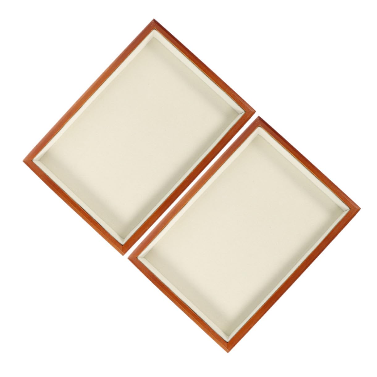 MAGICLULU 2 Stück Stapelbares Schmucktablett aus Massivem Holz Kleine Organizer Platte für Ringe Ohrringe Armbänder Elegantes Robustes Display für Ketten Schmuckaufbewahrung Dekoratives