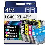 LC401XL LC401 High Yield MFC-J1010DW Ink Cartridges Replacement LC401XL LC401 XL Ink 4 Pack Compatible for Brother MFC-J1010DW MFC-J1012DW MFC-J1170DW Upto 500 Pages Black Cyan Magenta Yellow