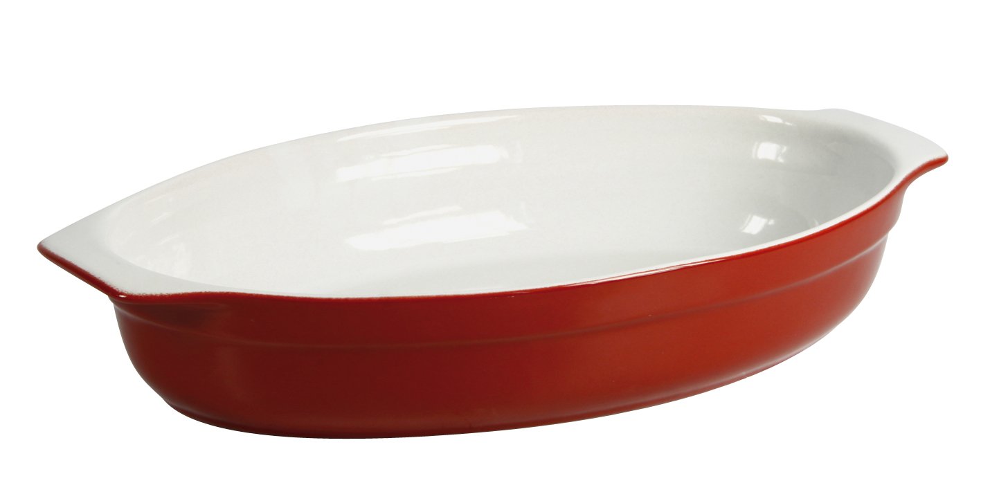 Crealys512723 Baking Dish Oval with Handles 35.5 x 20 x 6 cm Ceramic Raspberry Pink