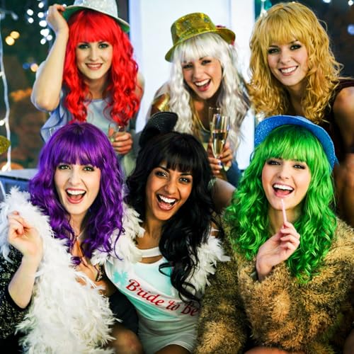 Image of Geyoga 12 Pcs Colorful Wigs for Women Colorful Long Curly Wigs