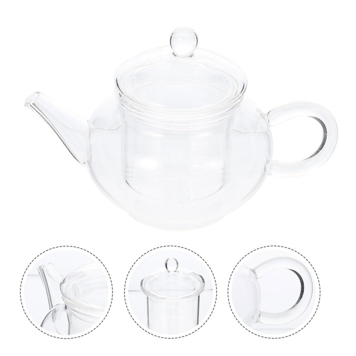 Yardwe 2 Stück Dicke Glas Teekanne mit Abnehmbarem Teesieb 250 Ml für Büro und Freizeit Komfortabler Griff und Hitzebeständig