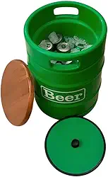 Banco Cooler Barril 28L com Tampo de Madeira – Assento + Geladeira de Bebidas | Decorativo para Churrasco e Área Gourmet