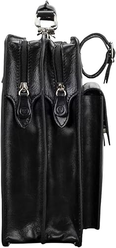 Miniatura 3 de Maxwell Scott - Mens Luxury Italian Leather Large Square Briefcase - Zip Closure - Handmade in Italy - The Alanzo