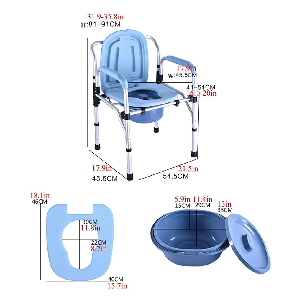 Składana Komoda/Krzesełko Pod Prysznic Waterside Commodes Krzesło prysznicowe WC, regulowany wysokość/składany/antypoślizgowy/z podłokietnikami/oparciami i wiadrem toaletowym, do 150 kg Krzesł