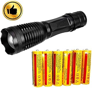 Ultra-bright 18650 flashlight with 6PCS 3.7V Rechargeable Battery,Best waterproof flashlight, adjustable focal length