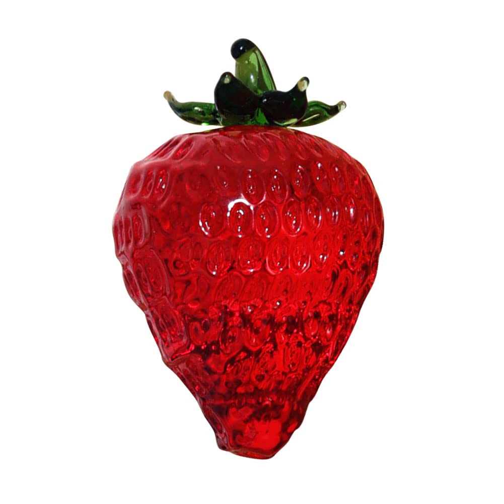Yangshine Strawberry Crystal Statue Ornament Artificial Fruit Sculpture Figurine Tabletop Paperweight Crystal Glass Ornament For Home Decor