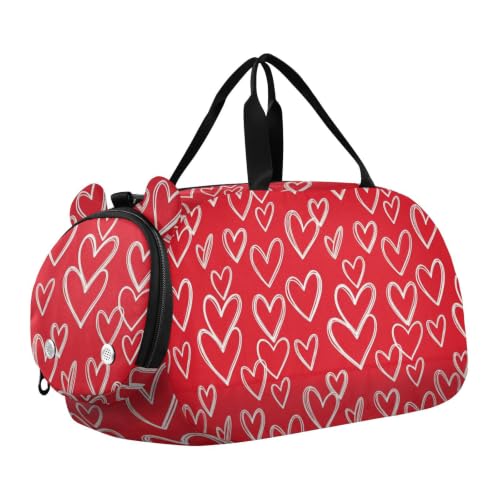 Bolsa de mano infantil de corazones con asas resistentes para deporte y gimnasio