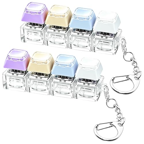 2 PCS Keyboard Fidget Toy, Keyboard Fidget Keychain 4-in-1 Keyboard Decompression Button Finger Clicker Toys (Four Colors, Double Layer Keycap)