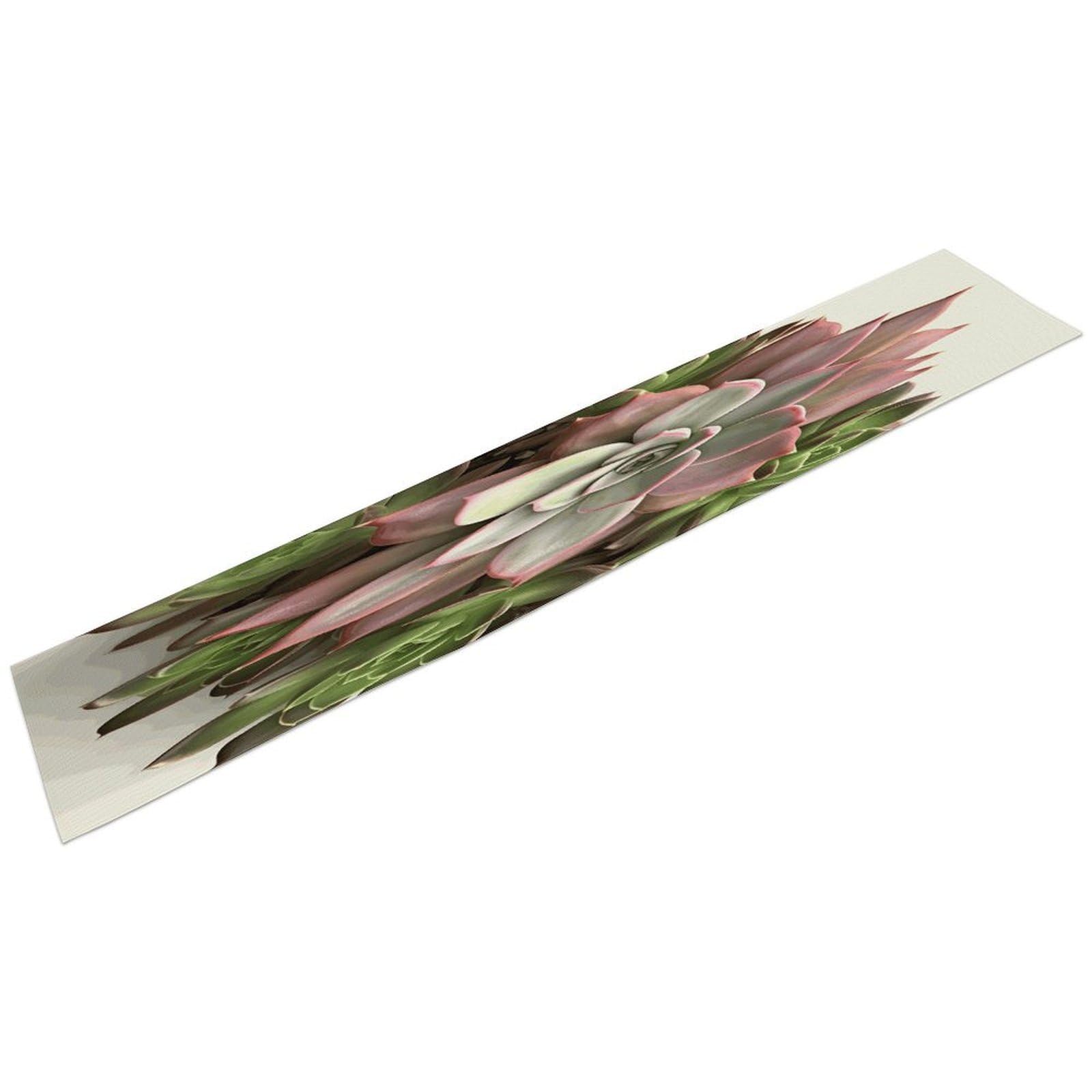 Succulent Botanical Table Runner 13" X 72" Exquisite Linen Table Runner Wrinkle Resistant Farmhouse Rustic Table Runners Seasonal Table Decoration for Kitchen Dining Home Party