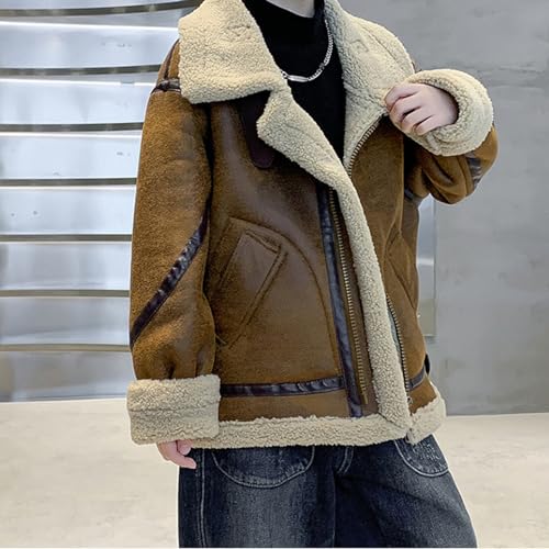 Boys Winter Coat Heavyweight Fleece Lined Waterproof Winter Jacket Genuine leather wool Warm and windproof2