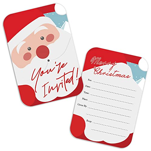 Cusrtyh 15 Sheets Santa Claus Invitation Cards With With 15 Envelopes，Christmas Party Invitation Cards，Jolly Santa Claus Invitation Cards，Christmas Party Supplies，Christmas Invitation Cards #TOP6