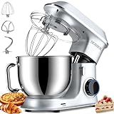 Electric Stand mixer, 9.5QT 660W 6 Speeds Tilt-Head Dough Mixers, Bread Mixer with Dough Hook, Whisk, Beater, Splash Guard for Baking Bread, Cake, Cookie, Pizza, Muffin, Salad and More (Silvery)