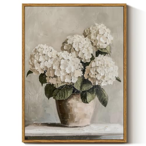 InSimSea Vintage Hydrangea Canvas – Retro Floral Wall Art, 12x16"