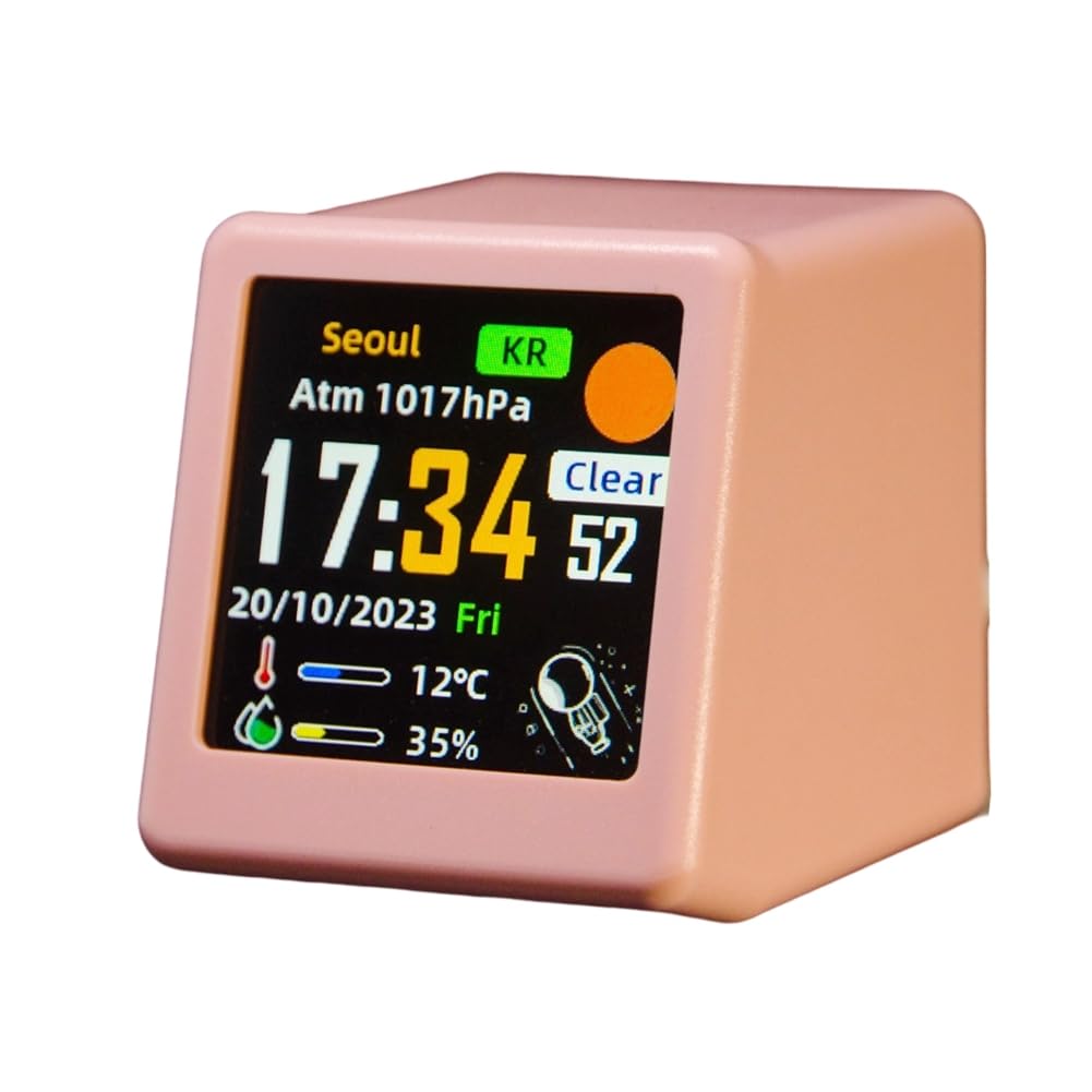 Hndhbfgrt WiFi Desktop GIF Animated Weather Clock Weather Temperature Humidity Time Clock GIF Animation Full-Screen Display