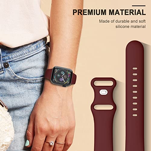 Image of 6 Pack Sport Bands Compatible with Apple Watch Bands 10 40mm 38mm 41mm 42mm 44mm 45mm 46mm 49mm,Soft Silicone Waterproof Strap for iWatch Ultra2 Series 9 Ultra 8 7 6 5 4 3 2 1 SE Women Men