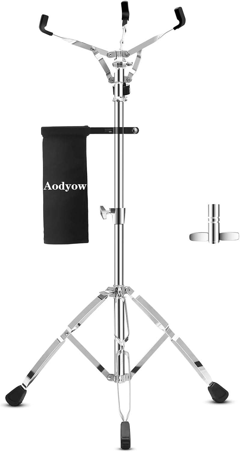 Snare Drum Stand with Drum Sticks Holder,Concert Double Braced Tripod Snare Stand Fit for Extended Height 31.5"-47",Practice Pad Stand for 10-14 Inches Drum Pad, Snare Drum for Drum Beginners