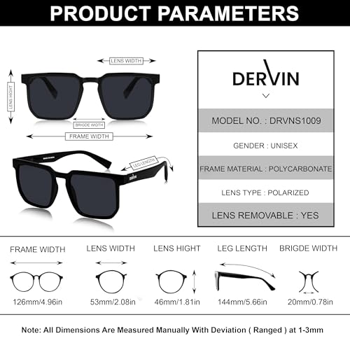 Image of Dervin Square Polarized UV Protected Sunglasses for Men and Women