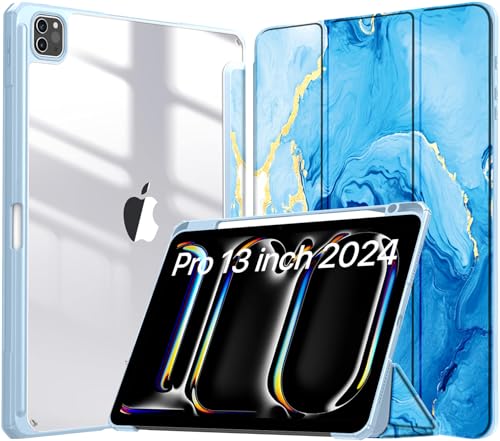 Robustrion for iPad Pro 13 inch M4 Cover Case (M4) 2024 with [Pencil Holder] [Transparent Back] Hybrid Case Cover for iPad Pro 13 inch [Auto Sleep Wake Support] - Ocean Blue (B0D5W9HPS2) Amazon Price History, Amazon Price Tracker