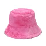 ANKOMINA Women Girls Fashion Faux Fur Bucket Cap Ladies Wide Brim Fluffy Winter Warm Fisherman Hat R