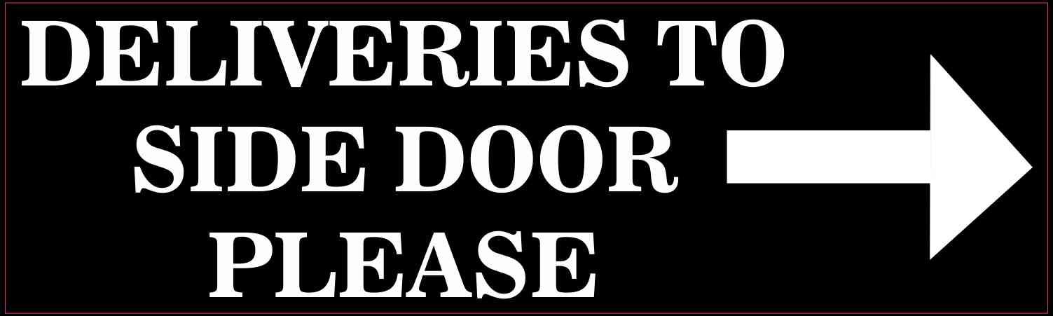 StickerTalk Right Arrow Deliveries to Side Door Vinyl Sticker, 10 inches by 3 inches