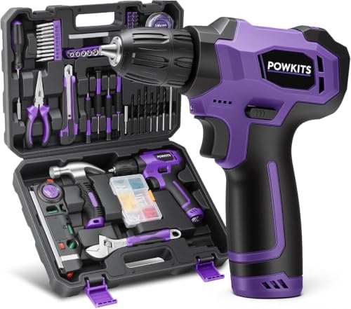 8V Cordless Drill Set Purple Power Drill with Tool Set Electric Drill Set for Women Portable Tool Kit for Home Repairs DIY Project 139 Piece