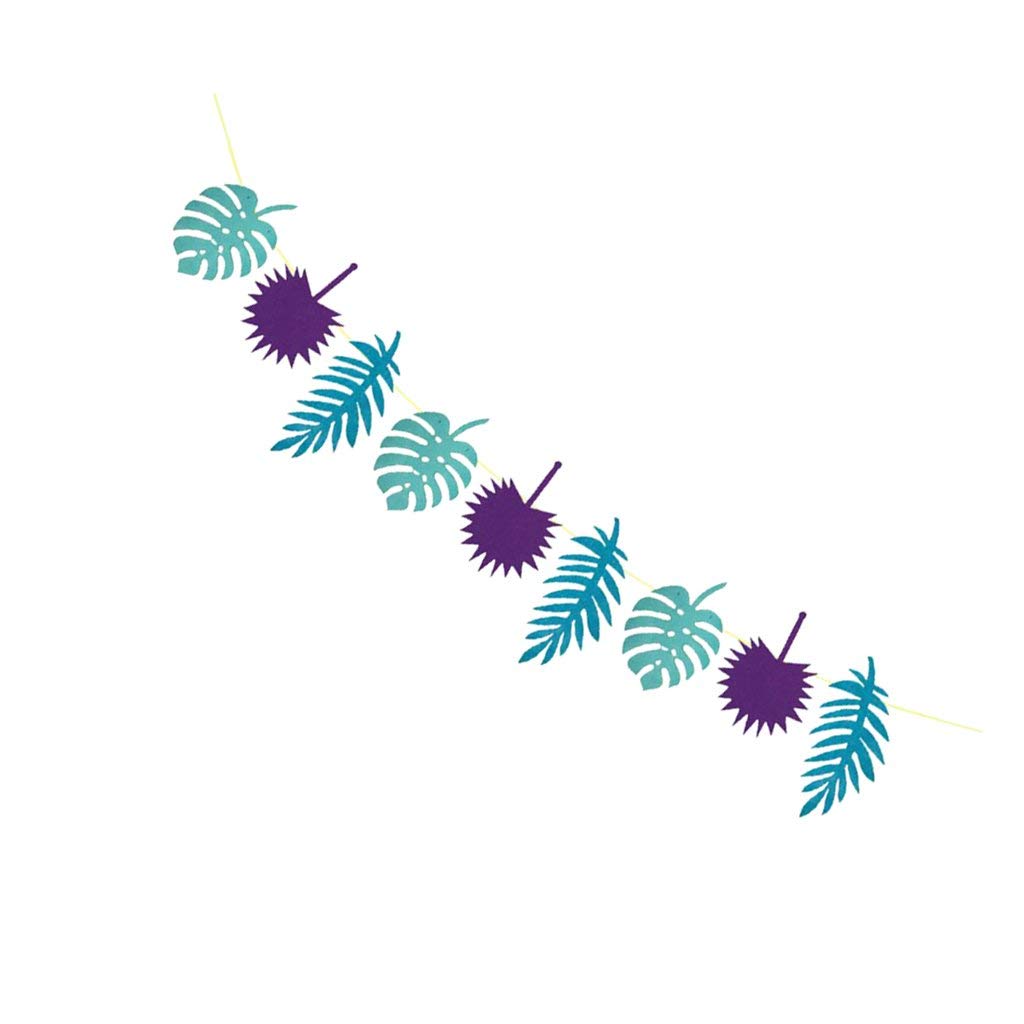 Inzopo Hawaiian Tropical Leaves Felt Bunting Banner Jungle Beach Theme Hanging Decor - Blue, 3 Meters Blue 3 Meters