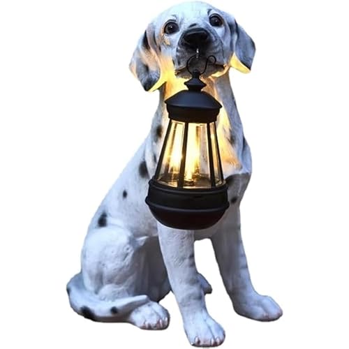 ソーラーライト付きゴールデンレトリバー屋外像、ホームガーデン装飾防風ランプ、リアルな犬の置物の装飾、ソーラーランタン付き犬の庭の彫像 (B)