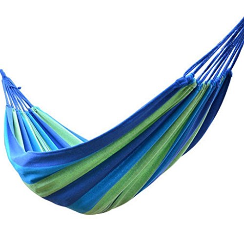 Green Bay 200x150cm Blue Canvas Hammock Camping Hang Bed Large Two Person