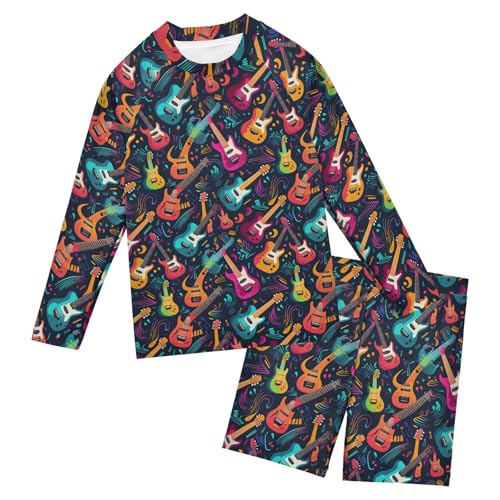 Guitar Music Baby Boys' Toddler Long Sleeved Rashguard Swim Bathing Suit Set B0402452