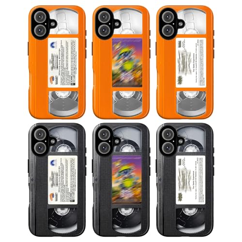 Retro Orange VHS Tape Phone Case – 90s Vintage Cassette Aesthetic Phone Case, Nostalgia Movie Style Shockproof Cover for Phone 17 16 15 14 13 12 11 Pro Max