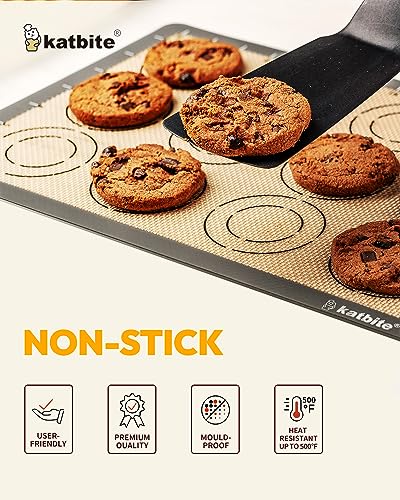 image for Silicone Baking Mat Set of 5, Katbite Food Grade Non-stick Reusable Co